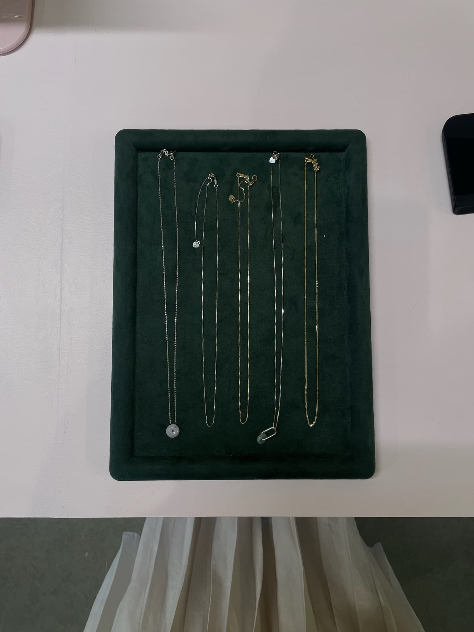 Assorted chains and cords available for the jade bar